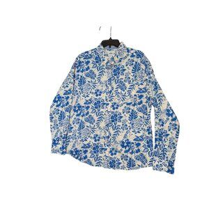Crown & Ivy Blue & White Floral Long Sleeve Button-Up Shirt XL
